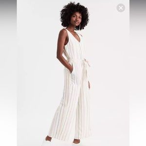 American Eagle Striped V-Neck Jumpsuit Size Small